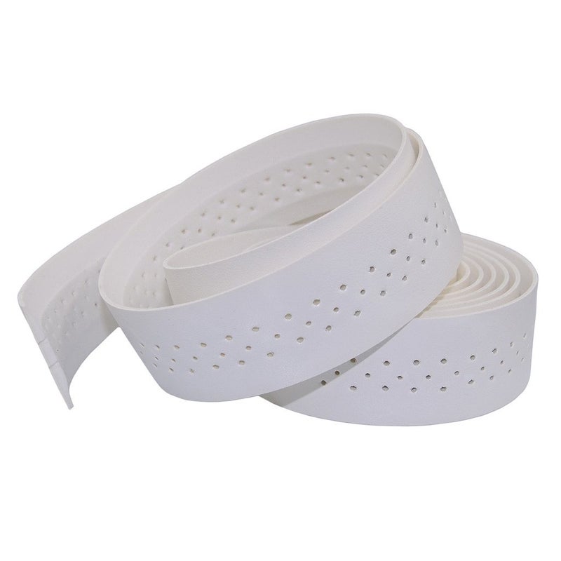 KINGOU White Handlebar Tape Luxury PU Leather Bar Tape Fixed Gear/Road Bike Bar Wrap with 2 Reflective Plug - Image 2